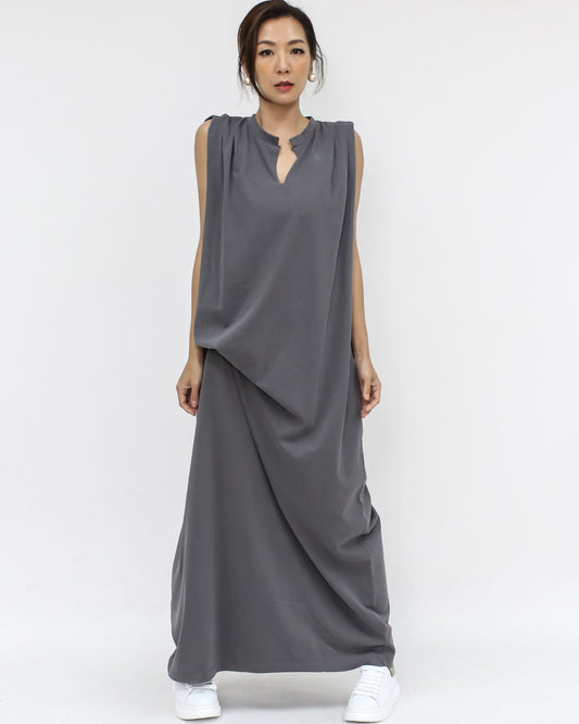 grey ruched longline tee dress *pre-order*