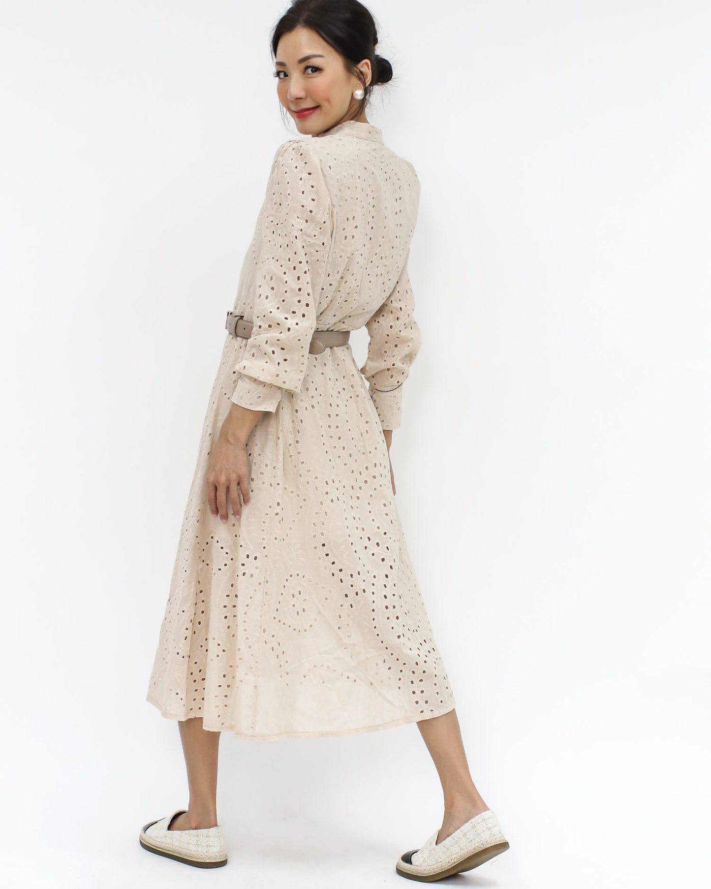 beige crochet longline dress w/ belt *pre-order*