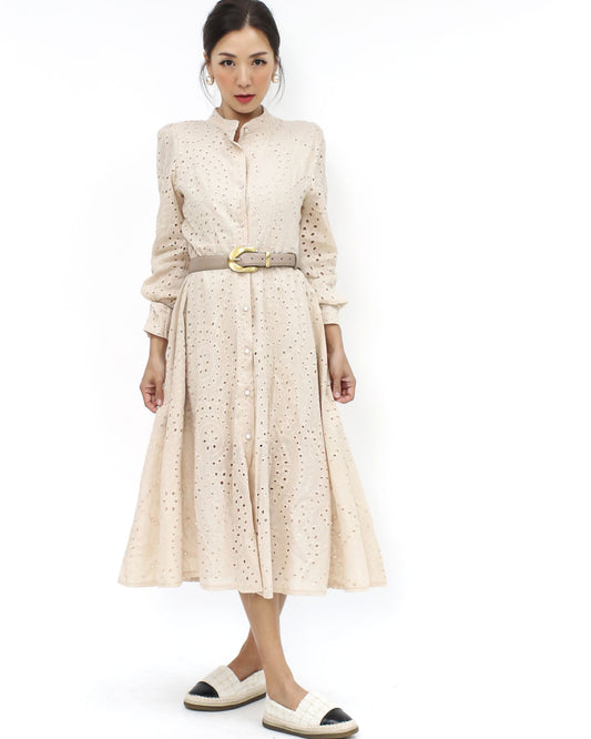 beige crochet longline dress w/ belt *pre-order*