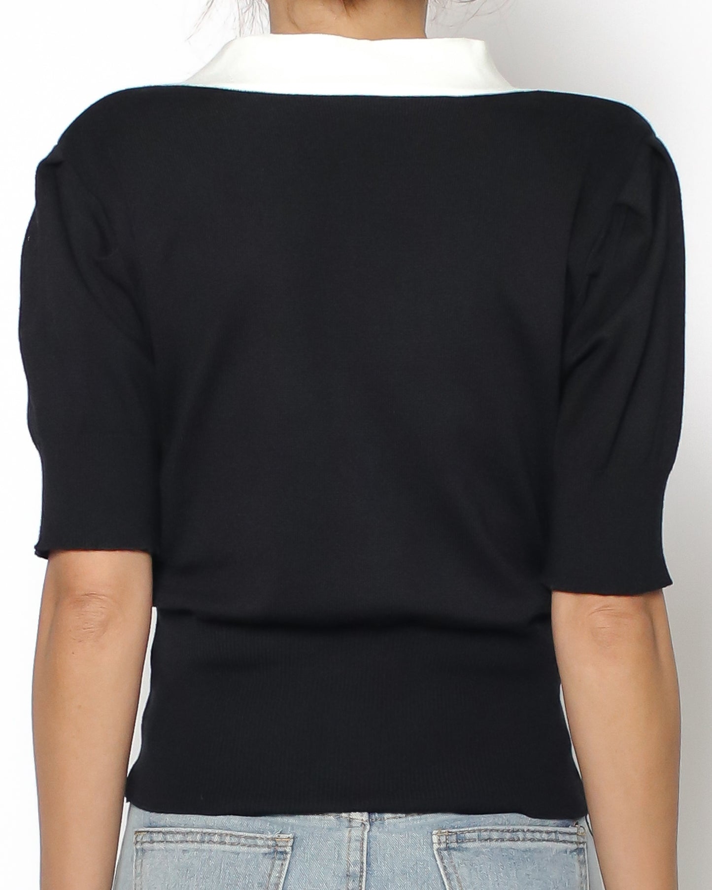 black & ivory hem knitted top *pre-order*