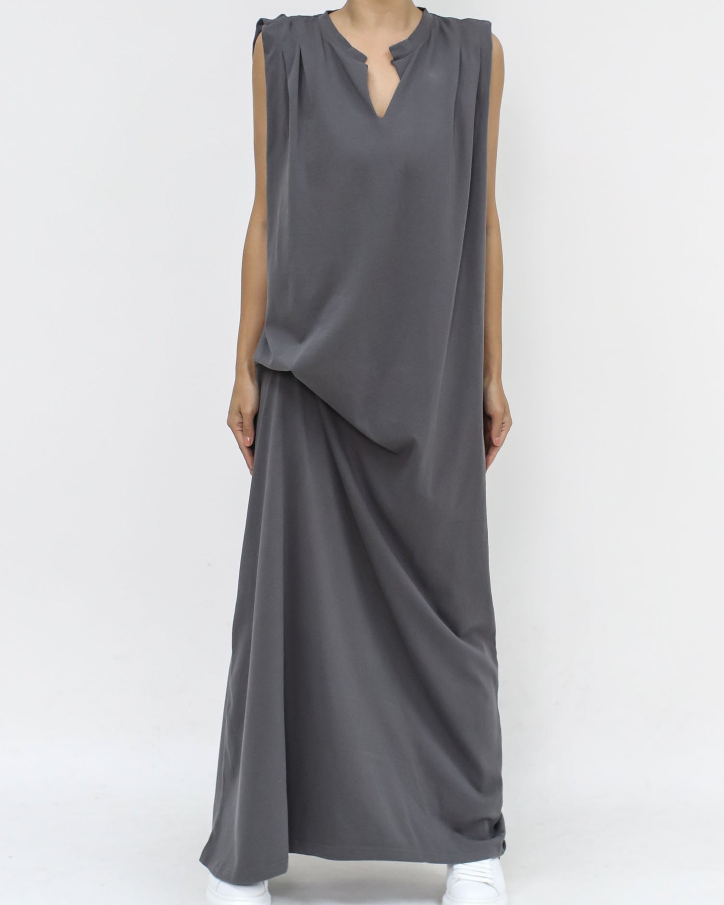 grey ruched longline tee dress *pre-order*