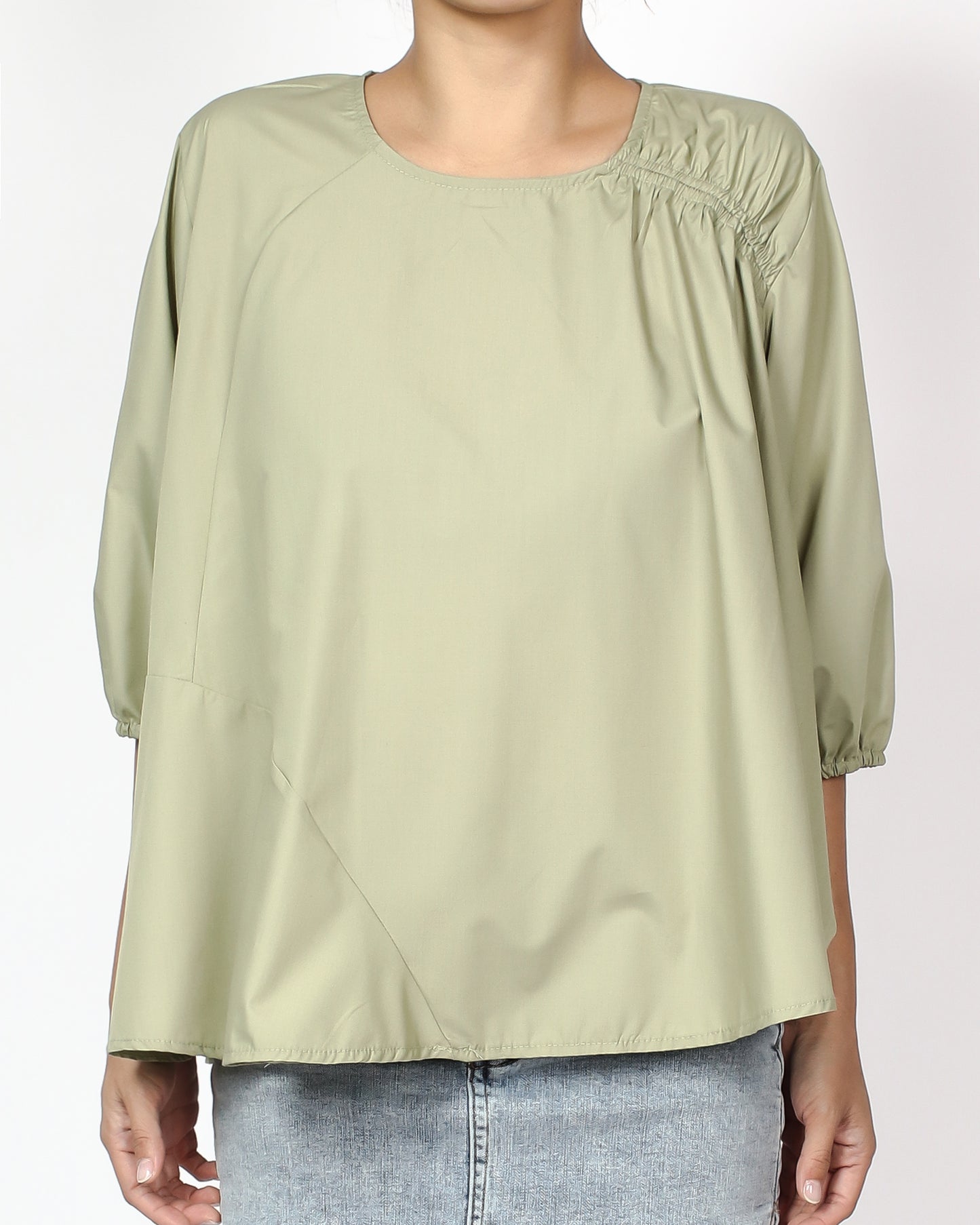 apple green ruched deitals shirt top *pre-order*