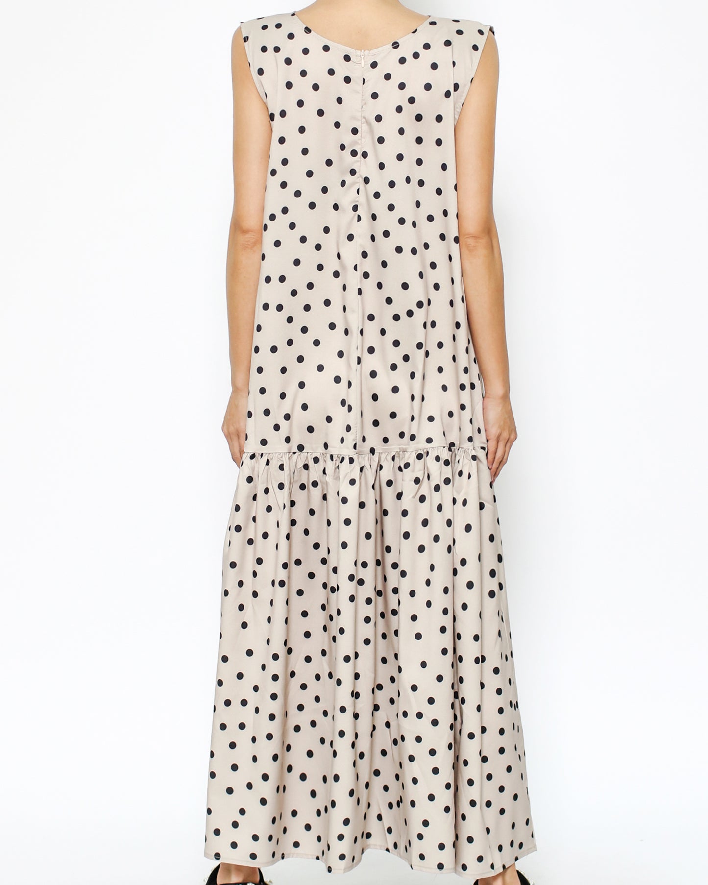 米色波點緊身連衣裙 *預購*