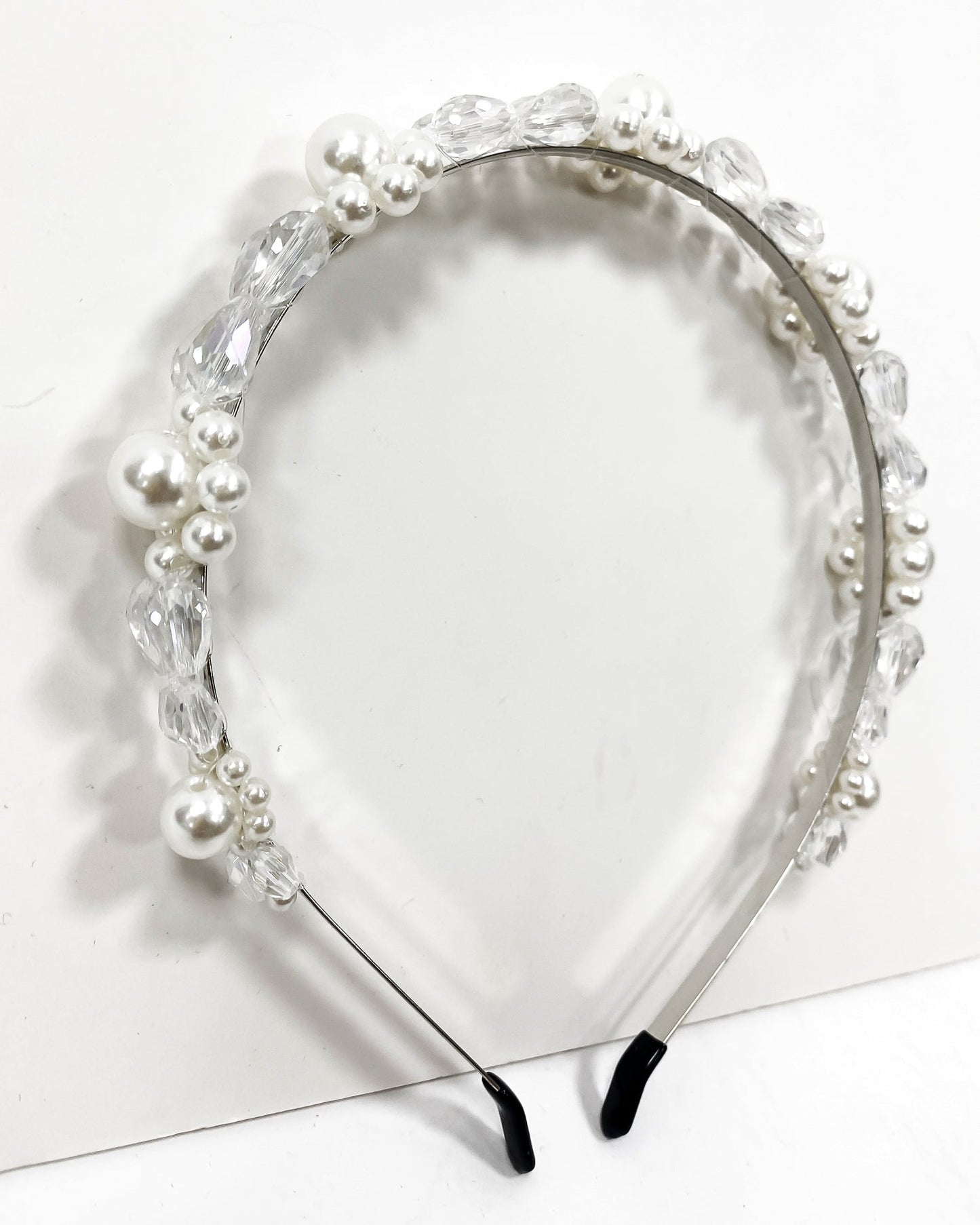 pearls & clear plastic headband