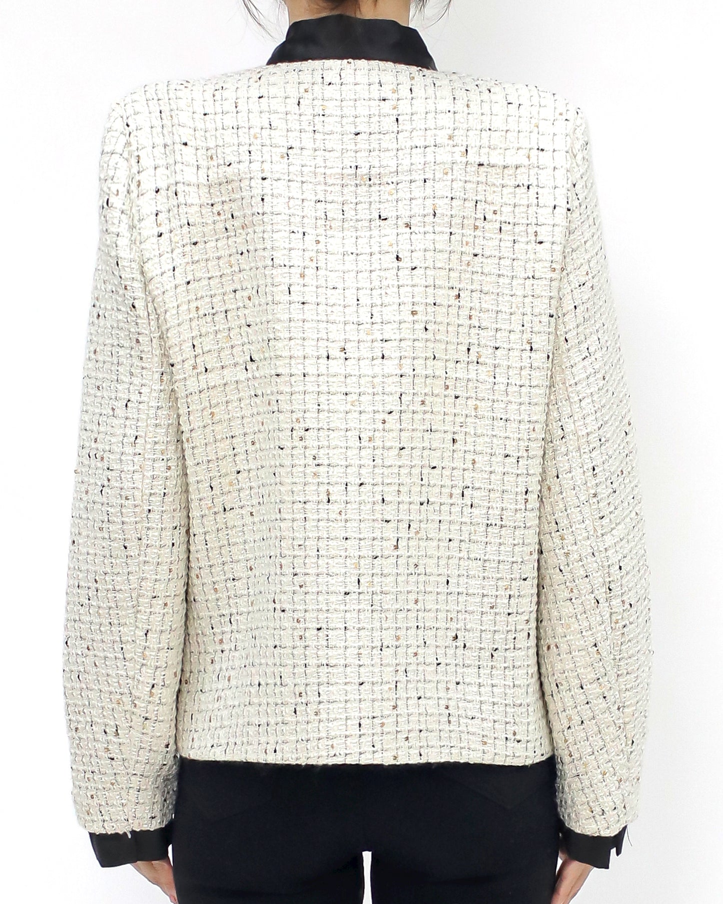 ivory luxe tweed ribbon front jacket *pre-order*