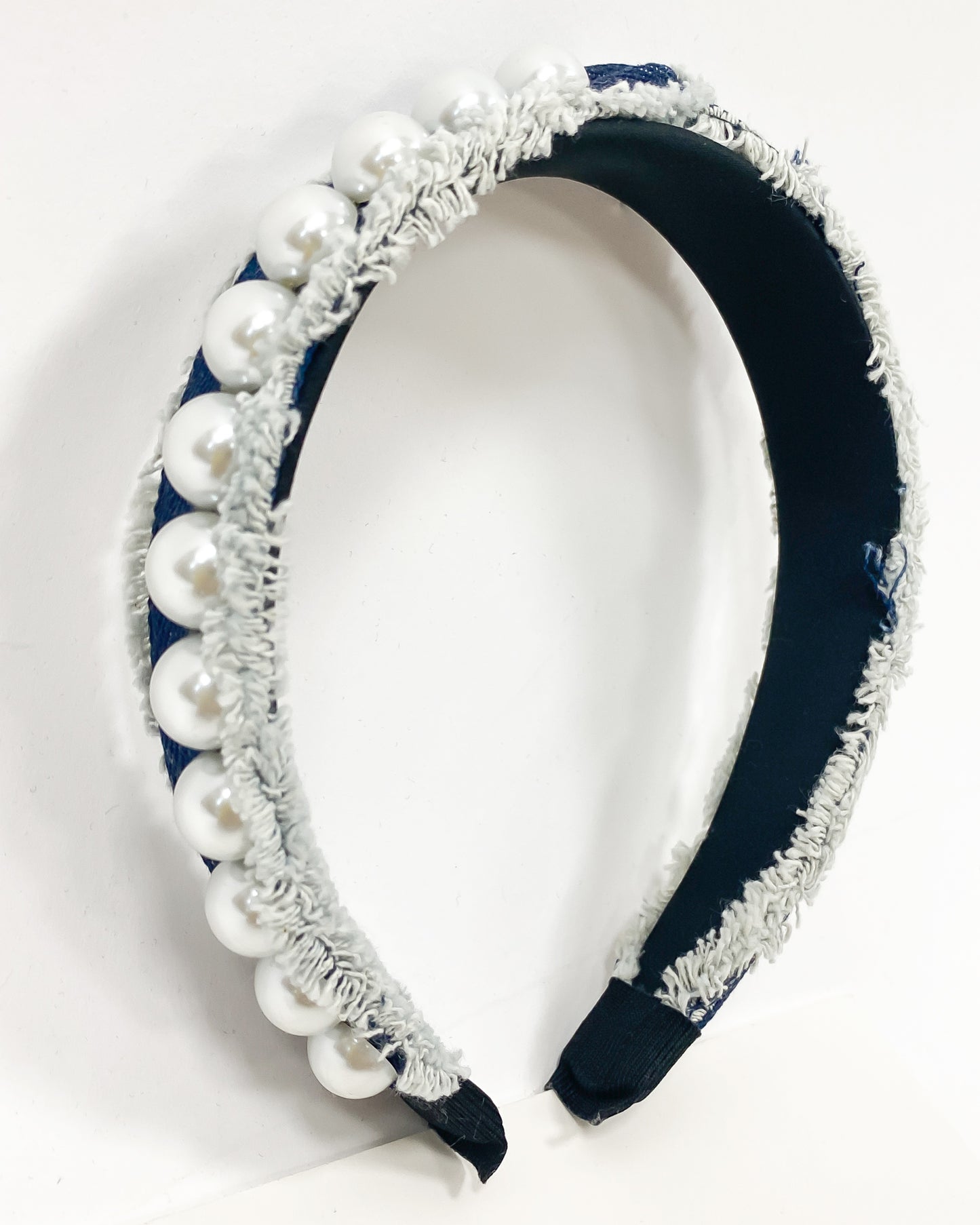 denim & pearls twisted headband *pre-order*