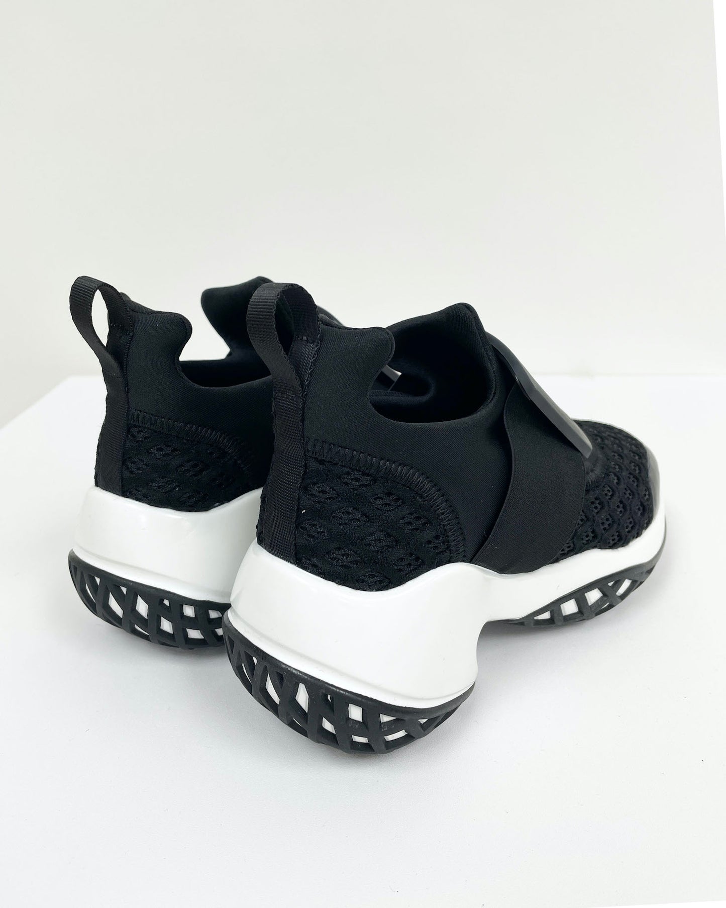 black neoprene mesh square buckle sneakers *pre-order*