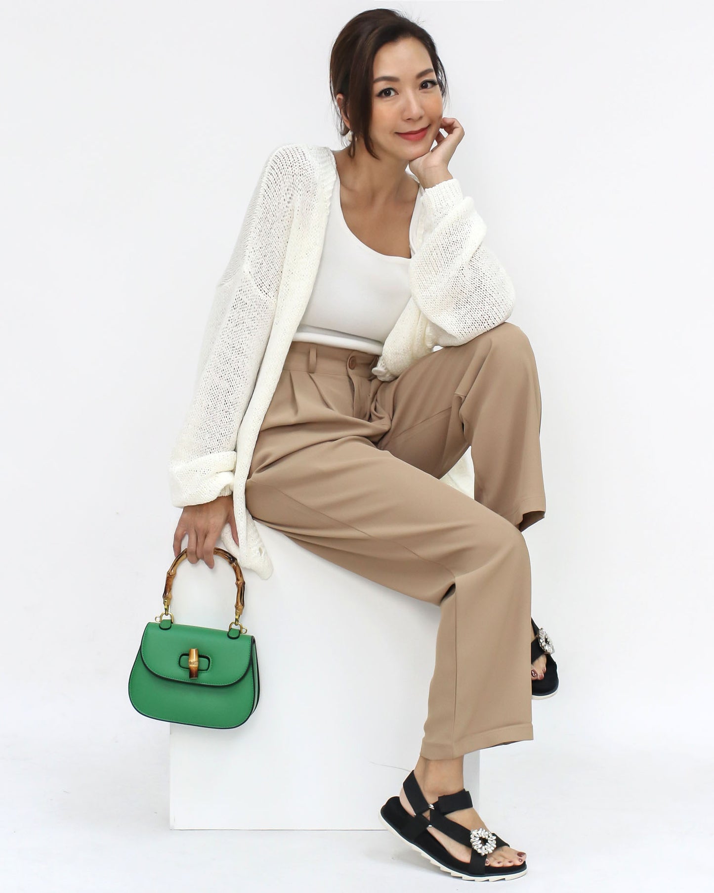 green PU leather wood handle bag *pre-order*