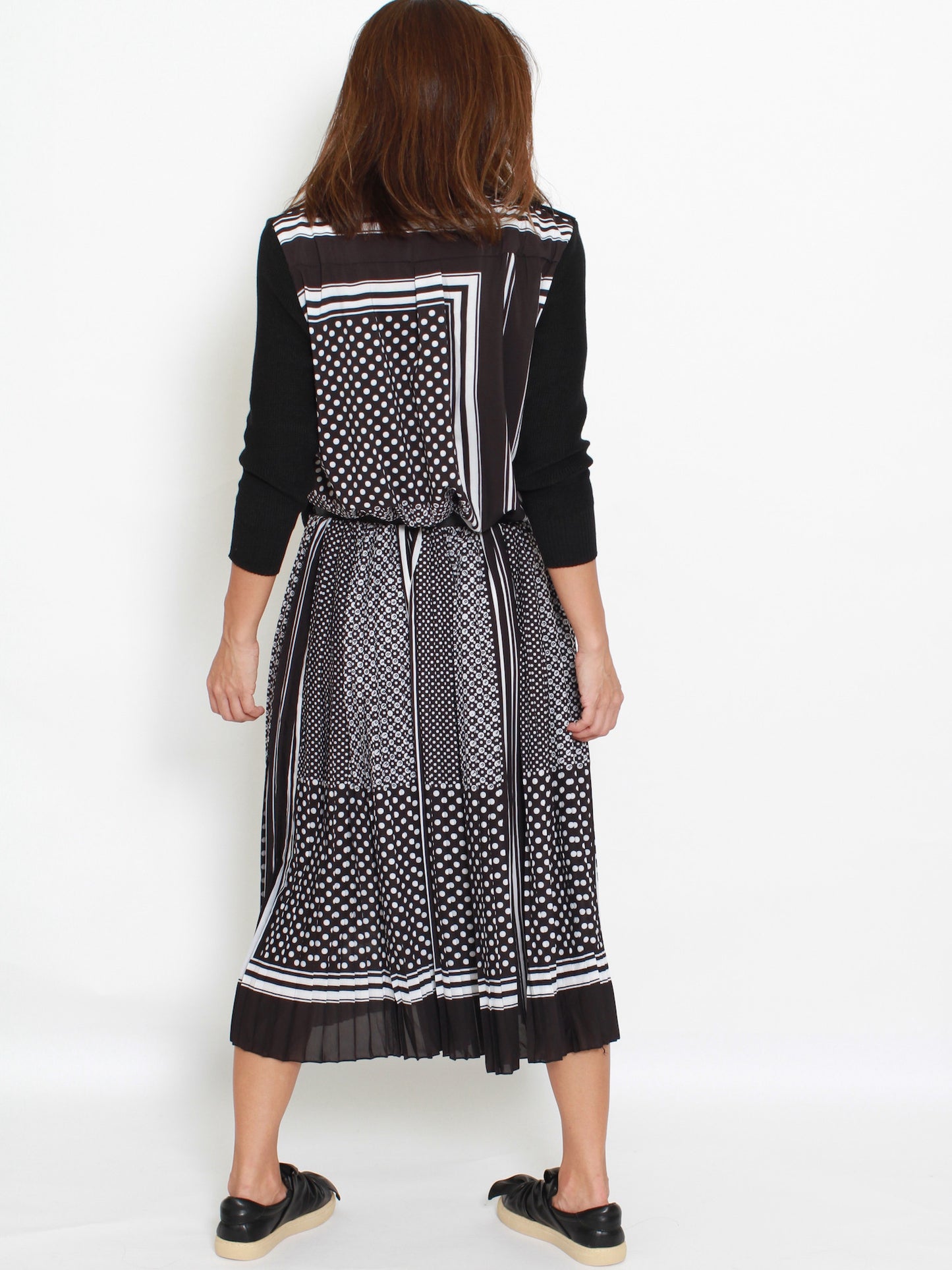 black knitted dress with printed pleats *pre-order*