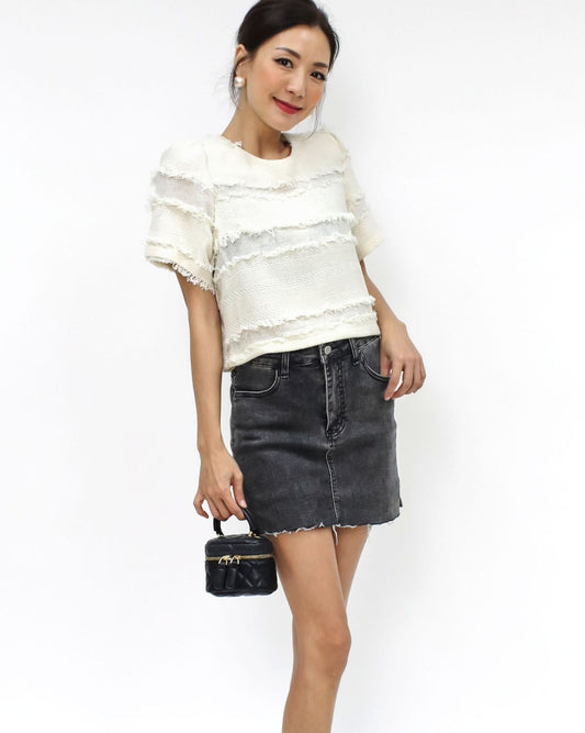 ivory tassels tweed top *pre-order*