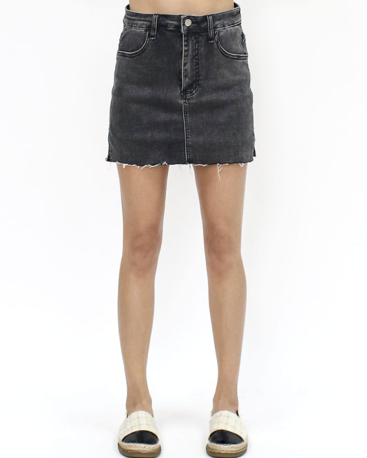 wash grey denim mini skort *pre-order*