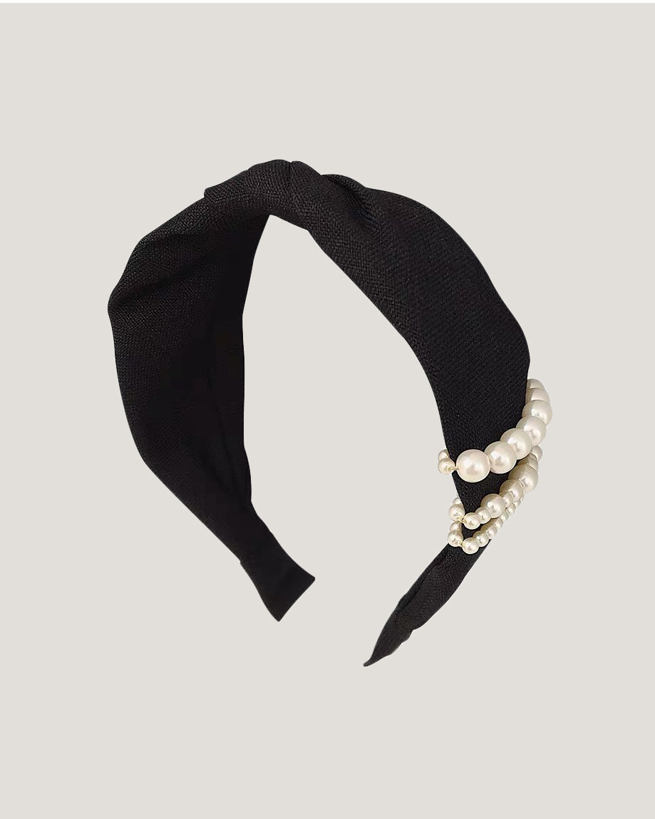 black twisted pearls sides fabric headband *pre-order*