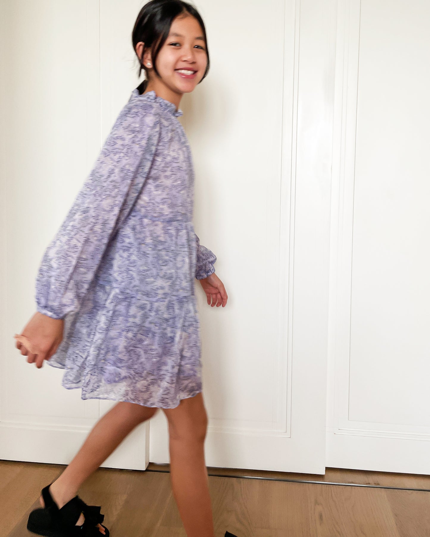 kids - lilac printed mesh dress *pre-order*