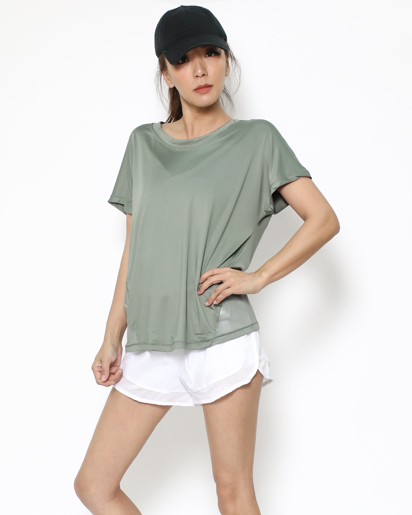 green slinky mesh cutout back sports tee *pre-order*