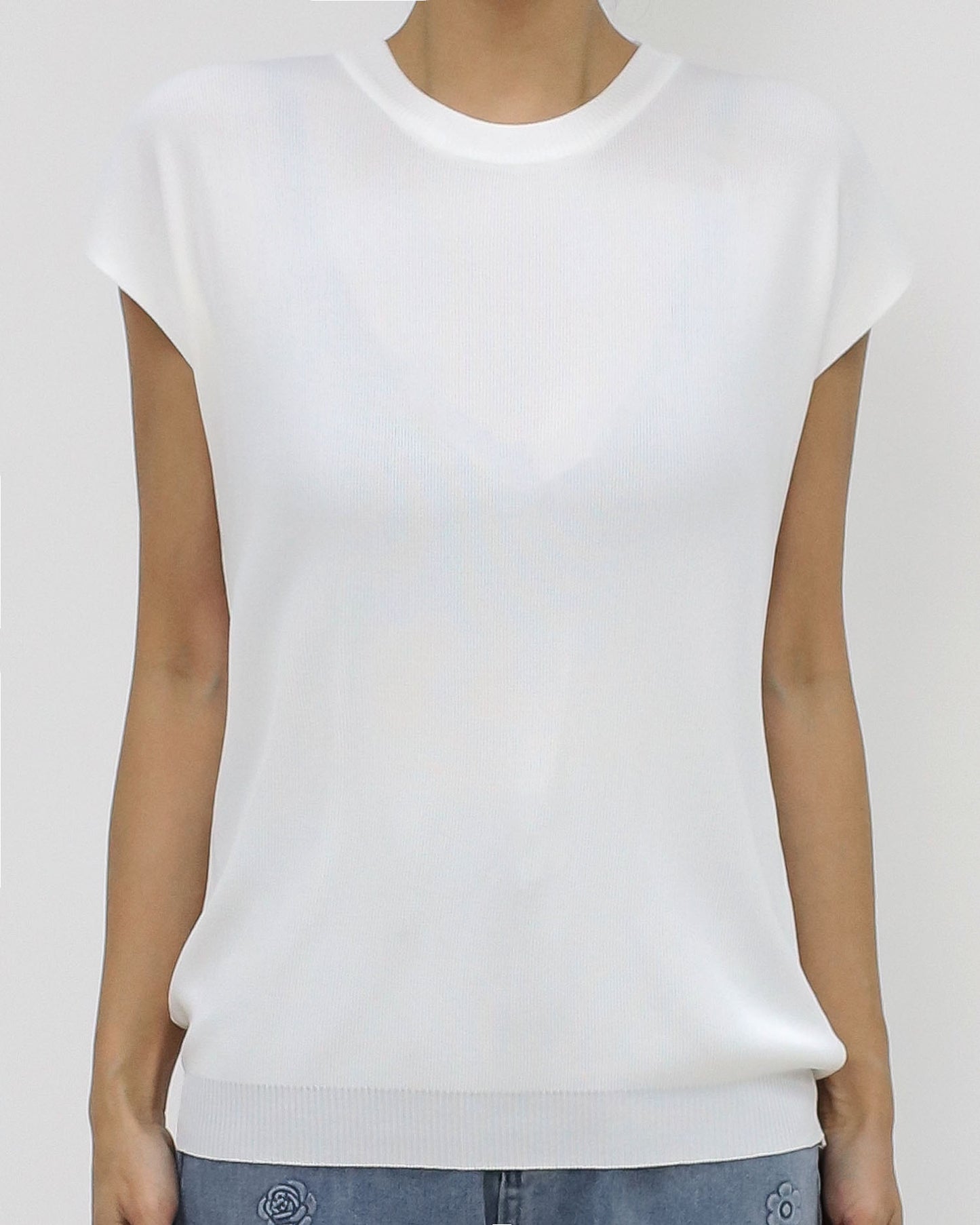 ivory fine knitted basic top