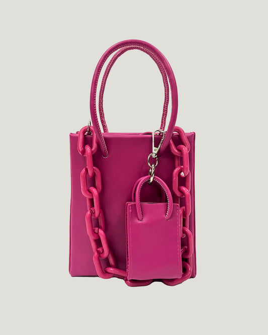 紫紅色 PVC 鏈條 & 小包 PU 皮包