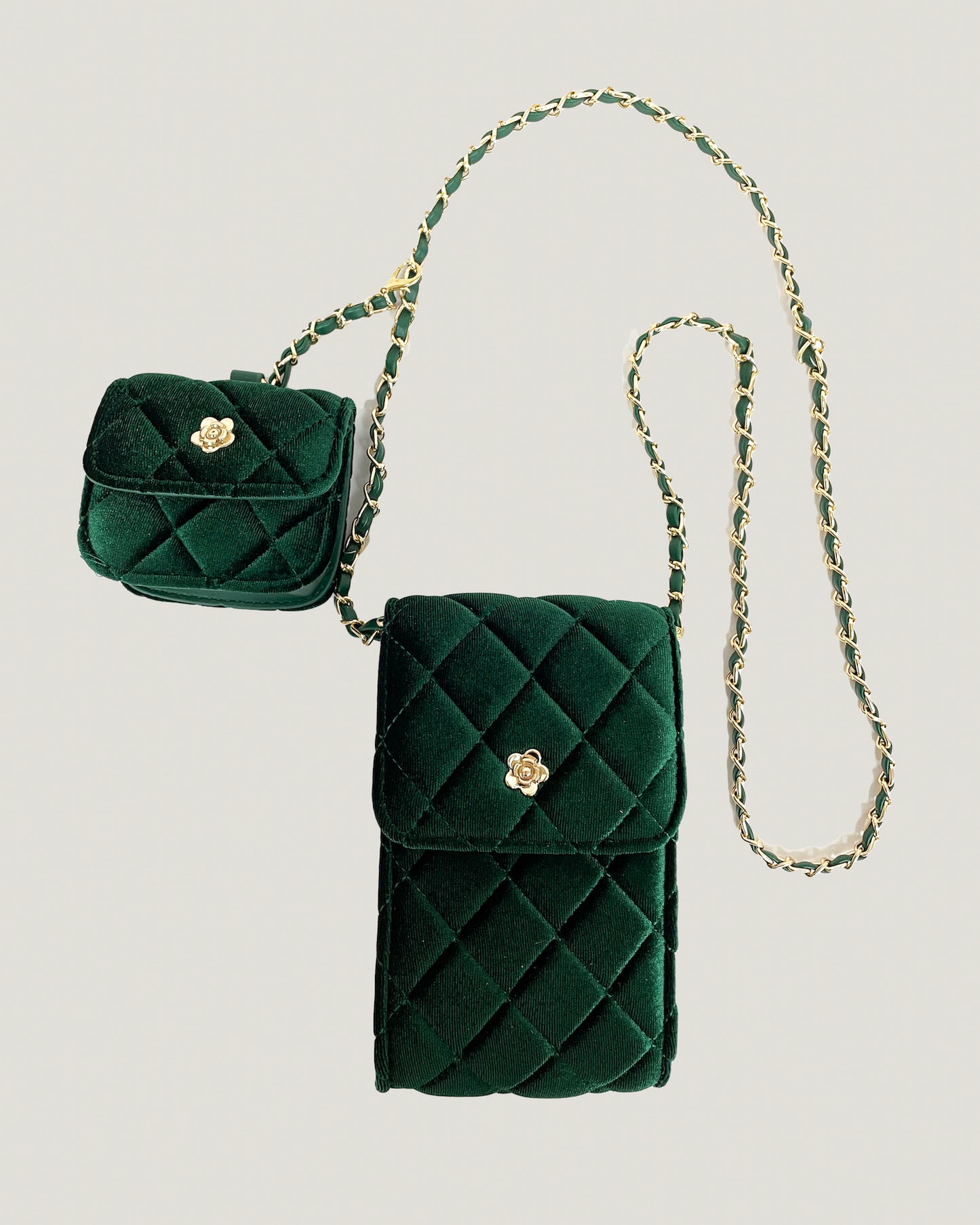 green velvet double chain bags *pre-order*