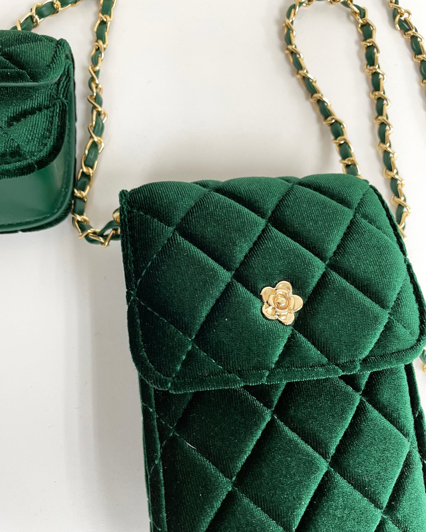 green velvet double chain bags *pre-order*