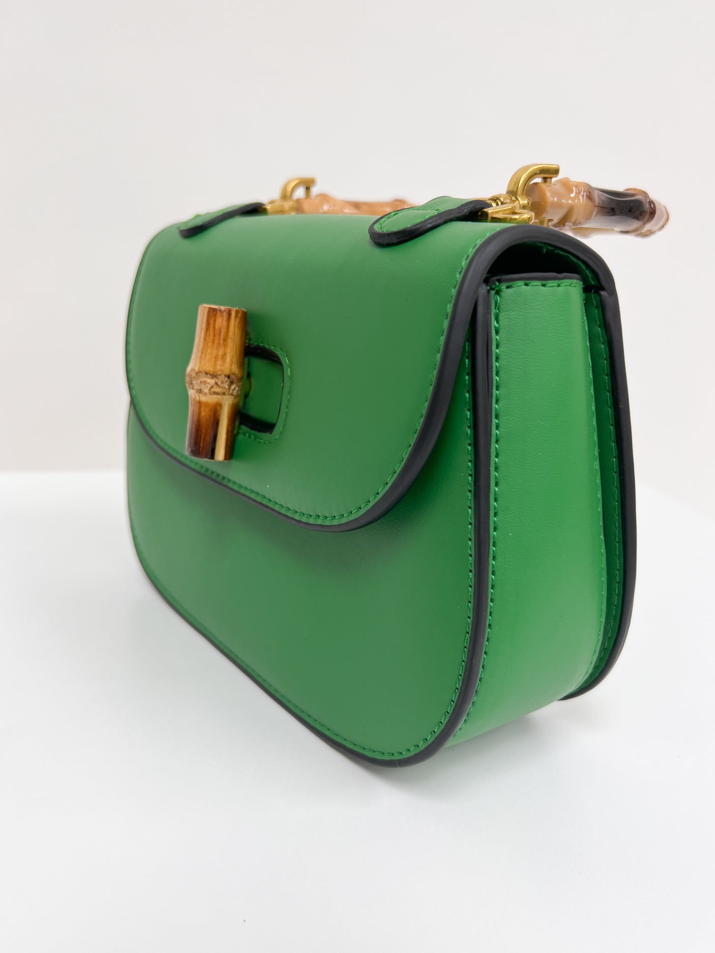 green PU leather wood handle bag *pre-order*