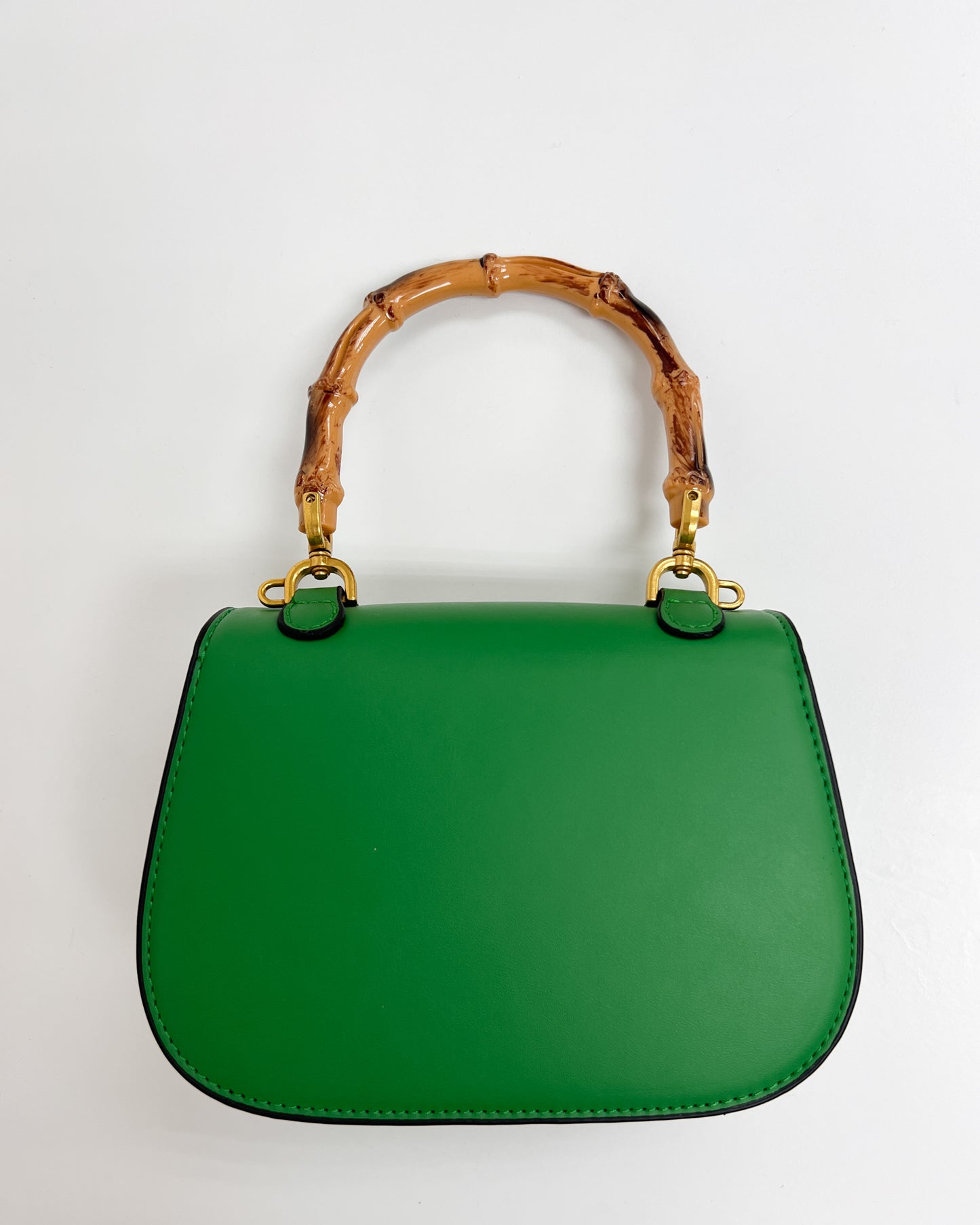 green PU leather wood handle bag *pre-order*