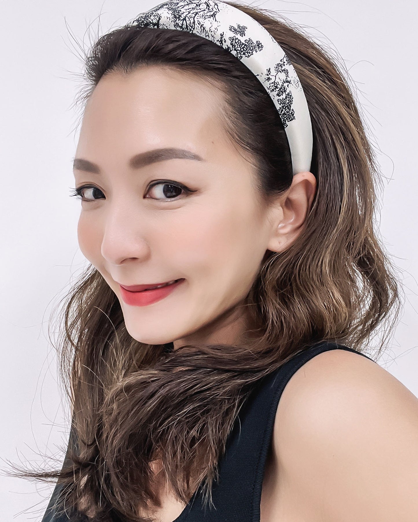 black printed canvas headband