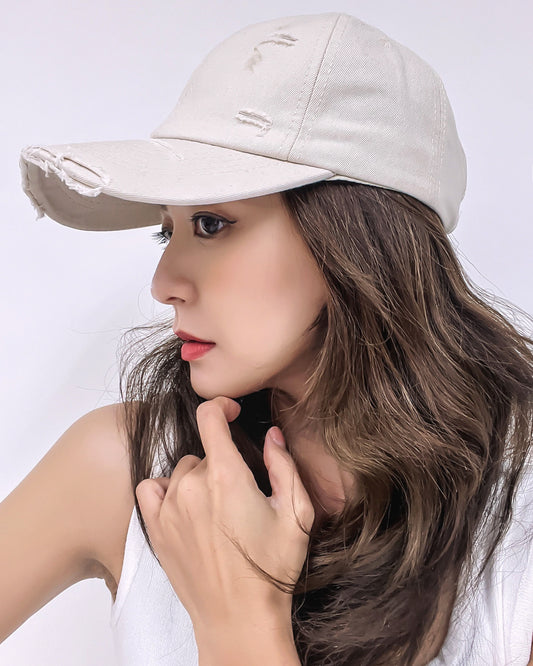 ivory ripped cap *pre-order*