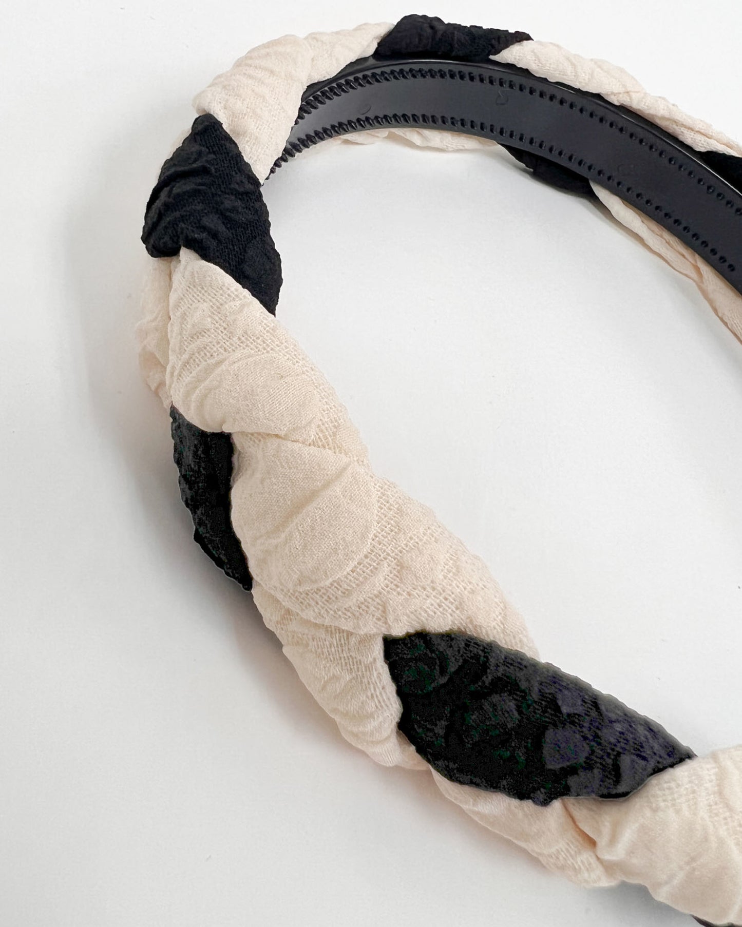 black texture & ivory woven canvas headband *pre-order*