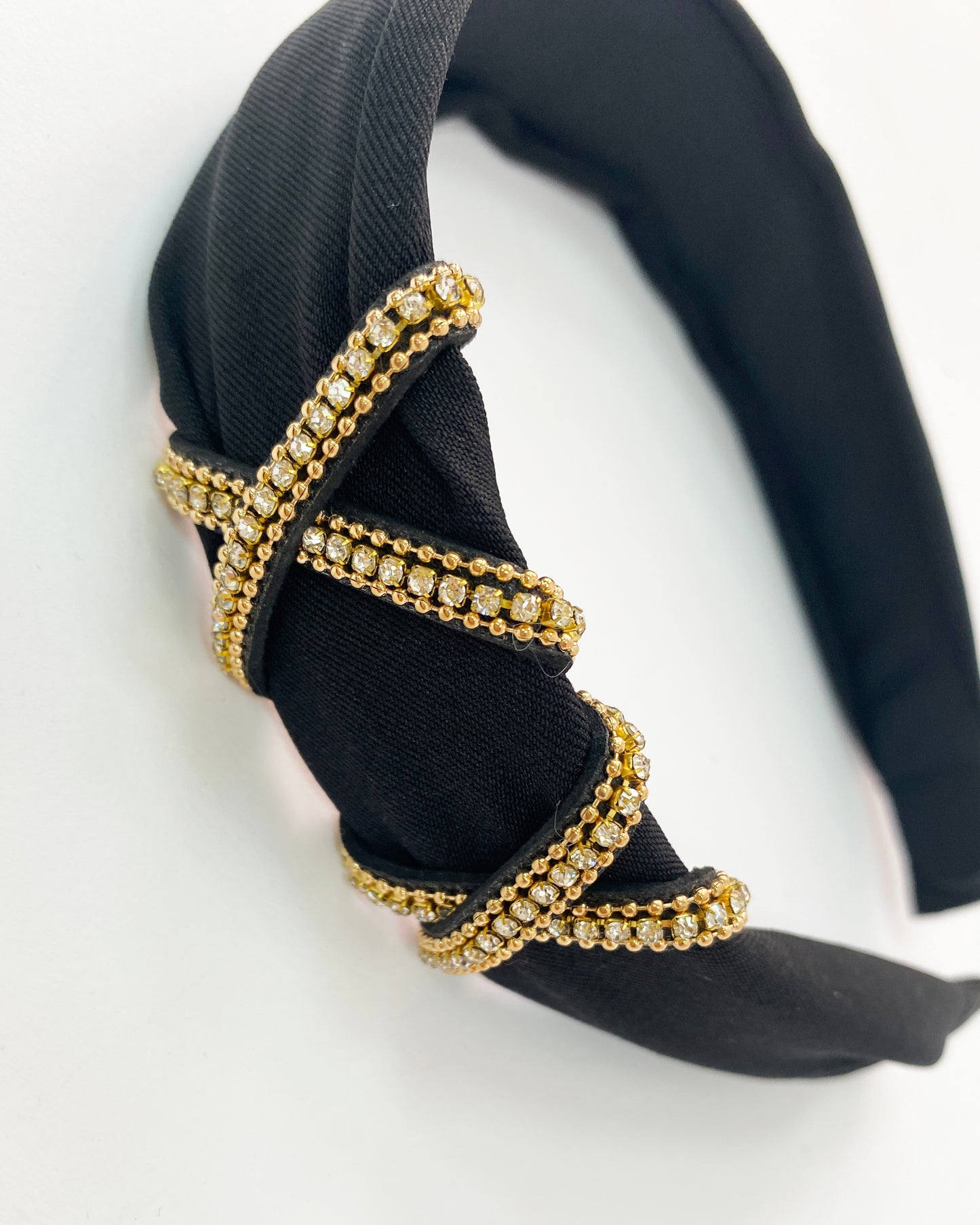 black fabric & gold diamond details headband *pre-order*