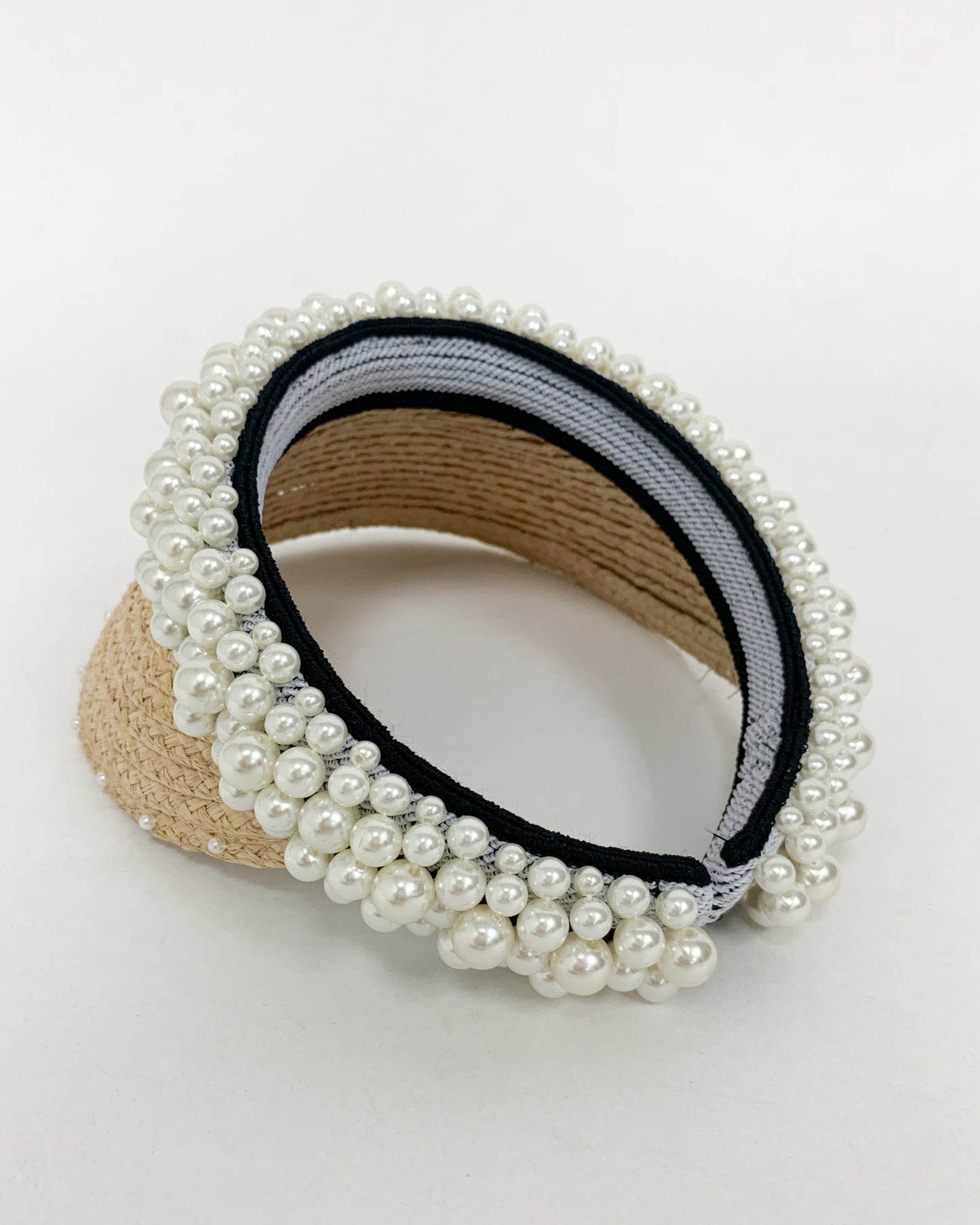 Beige straw pearls beads visor *pre-order*