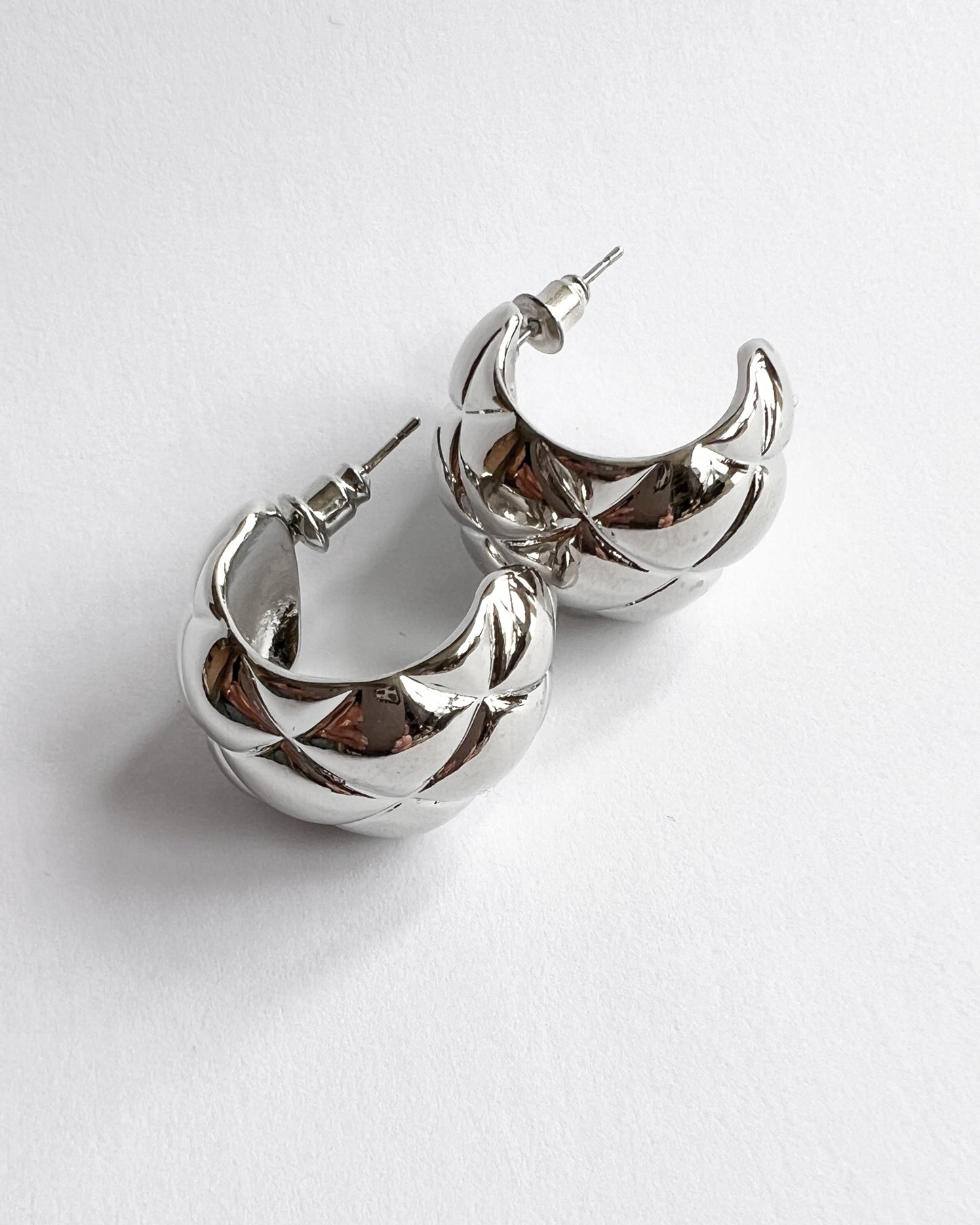 silver quilted hoop earrings *pre-order*