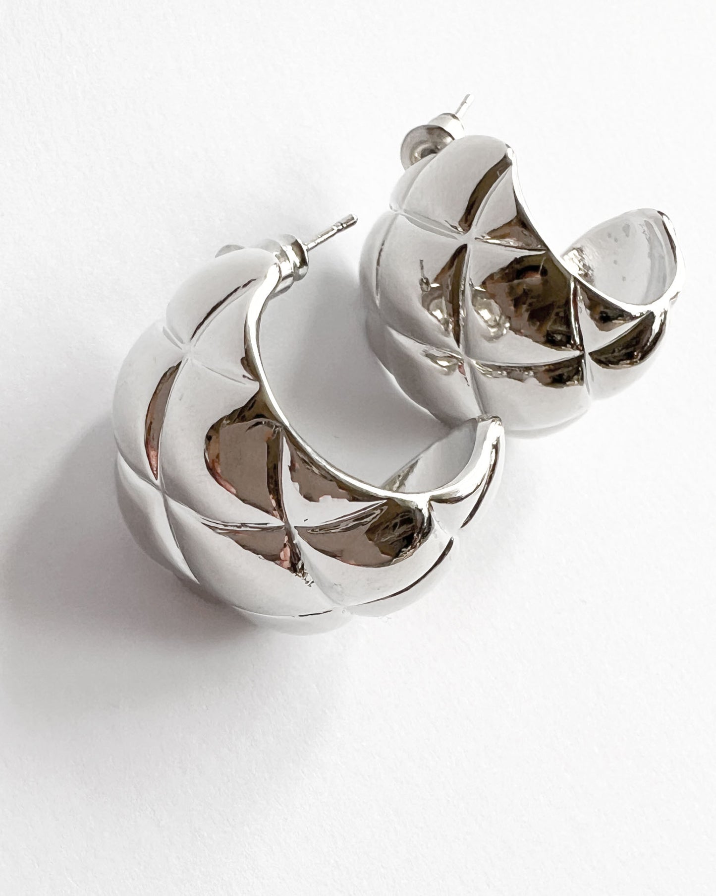silver quilted hoop earrings *pre-order*