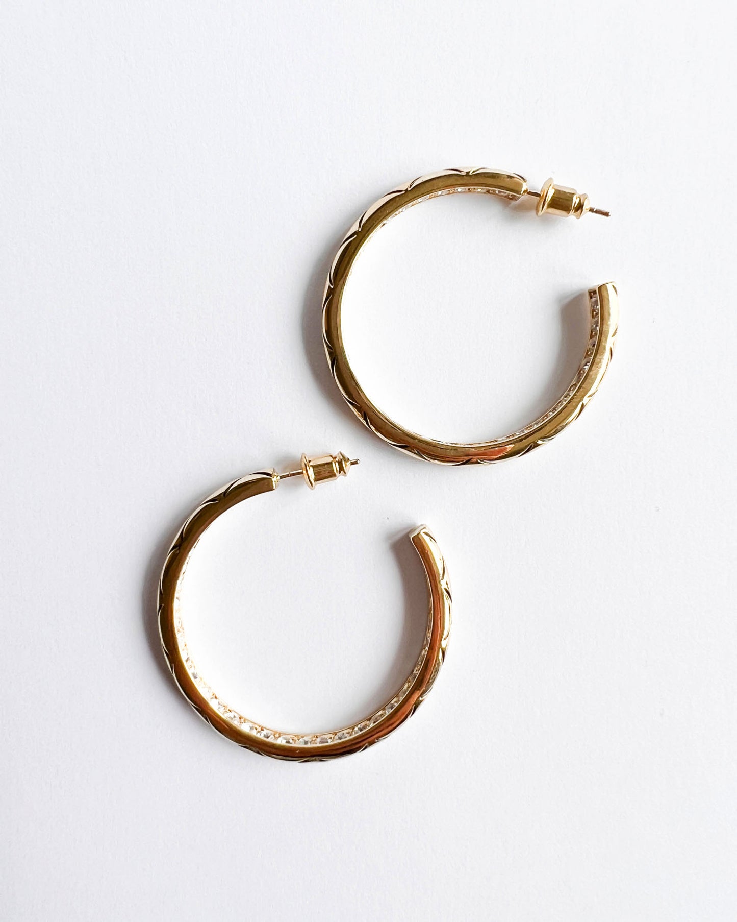 gold quilted diamonds inner hoop earrings *pre-order*