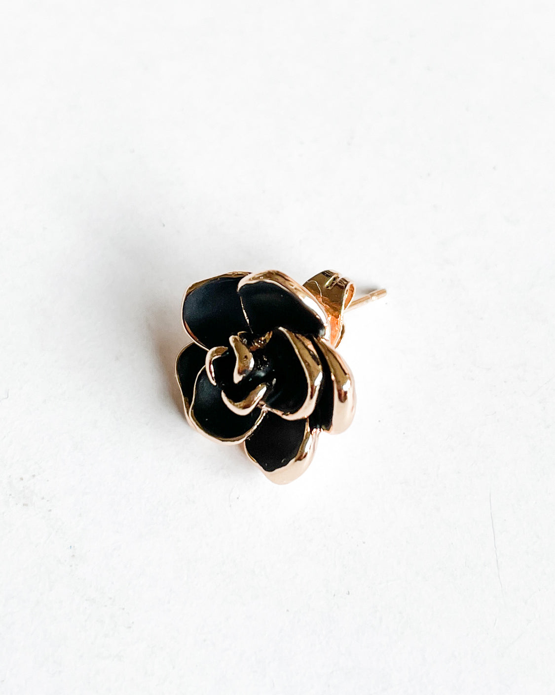 black & rose gold trim flower earrings *pre-order*