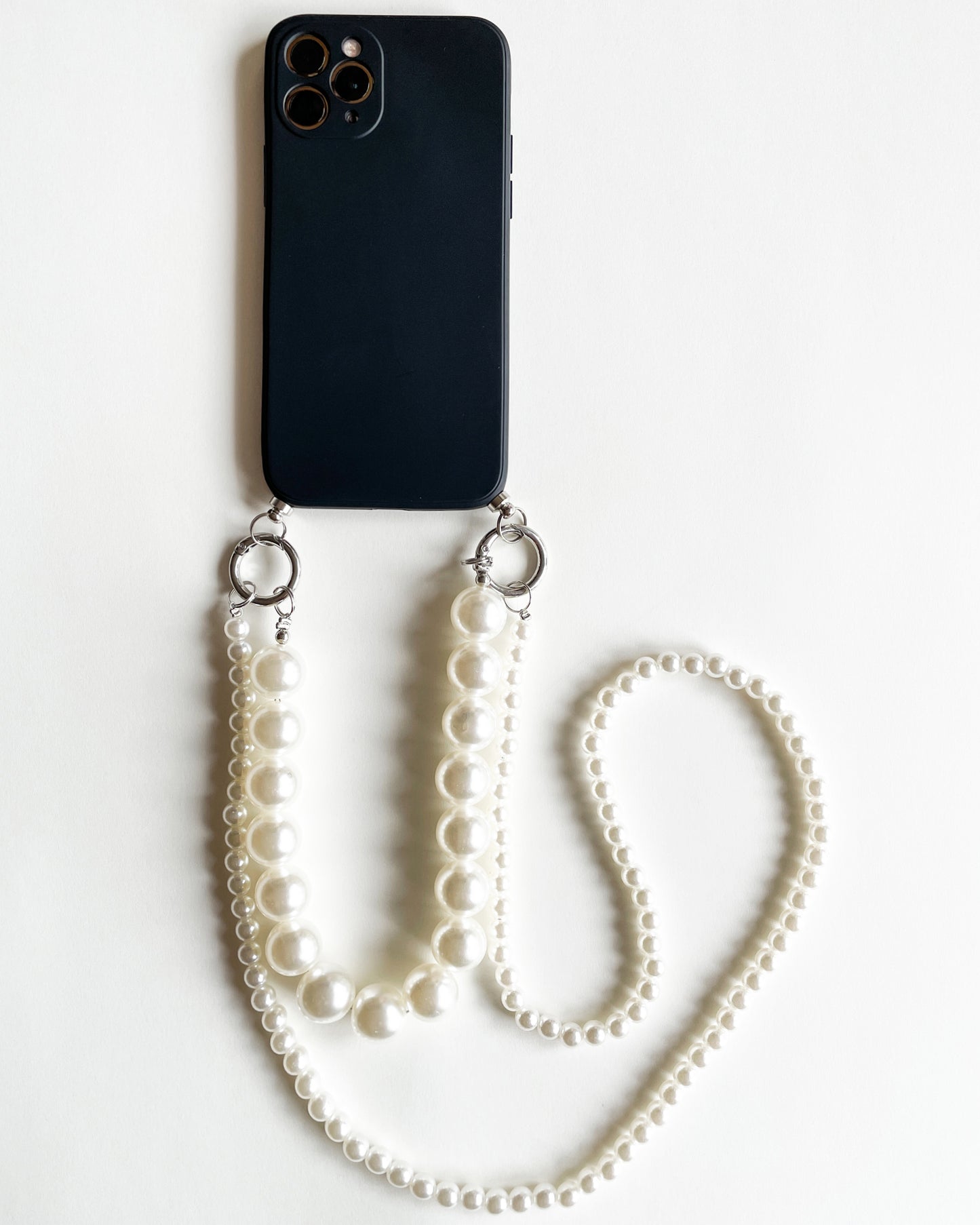 black silicone pearls straps phone case *pre-order*