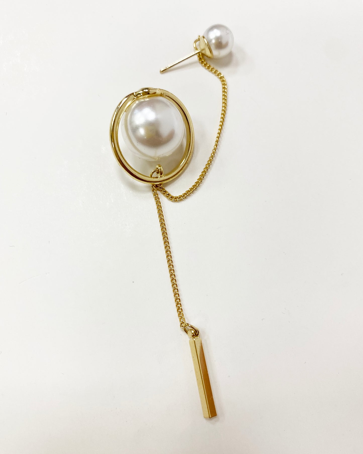 gold metal with drops double pearls earrings *pre-order*