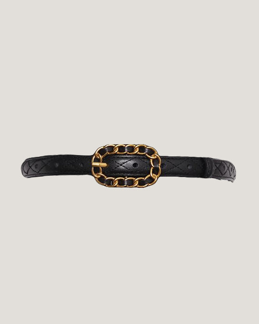 black quilted leather gold buckle belt *pre-order*