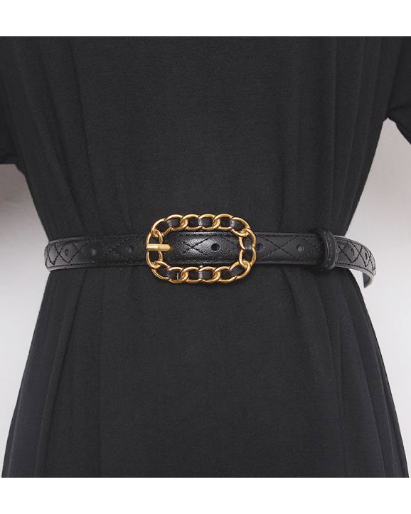 black quilted leather gold buckle belt *pre-order*