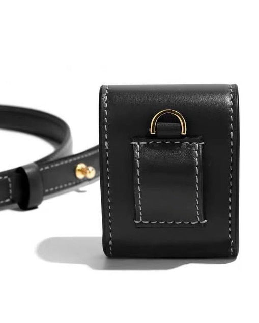 black leather mini belt bag with chain *pre-order*