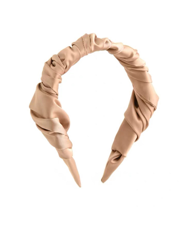 gold beige ruched satin headband *pre-order*