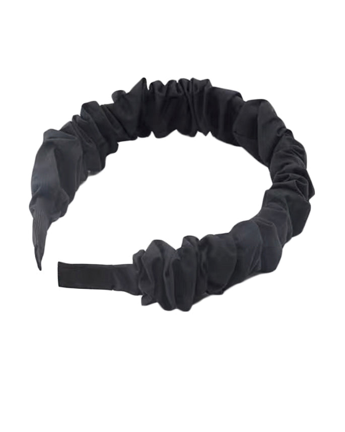 black ruched satin headband *pre-order*