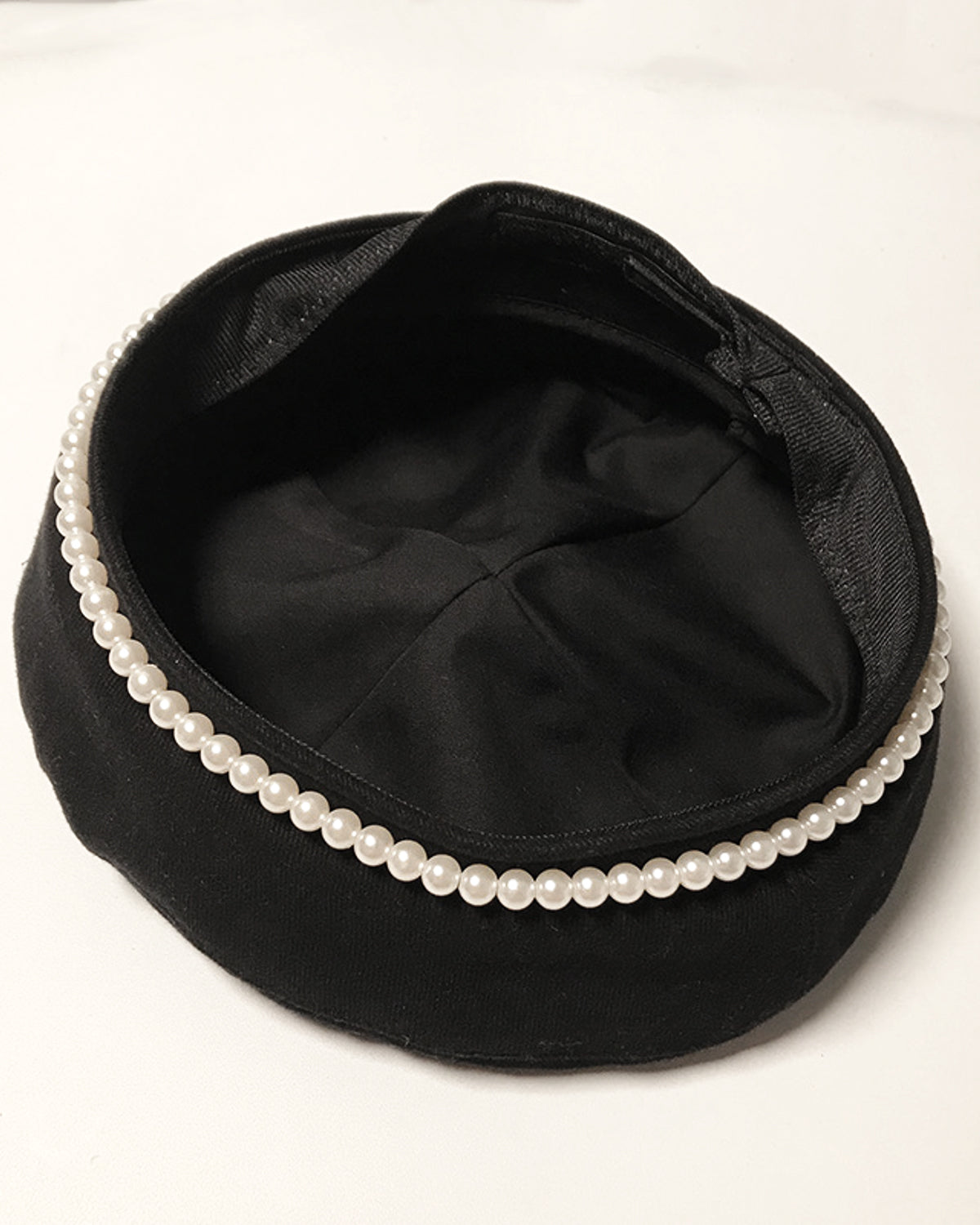 black cord pearls beret *pre-order*