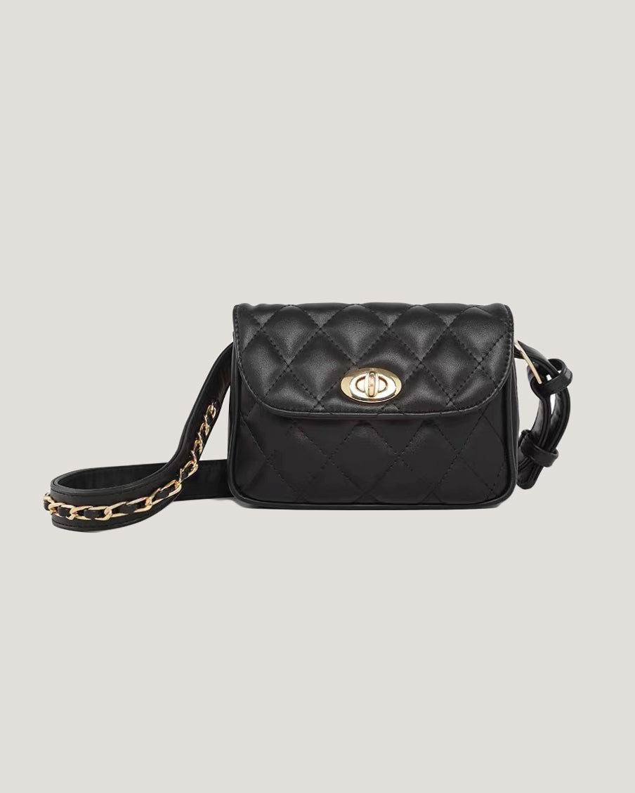 black PU leather quilted chain belt bag *pre-order*