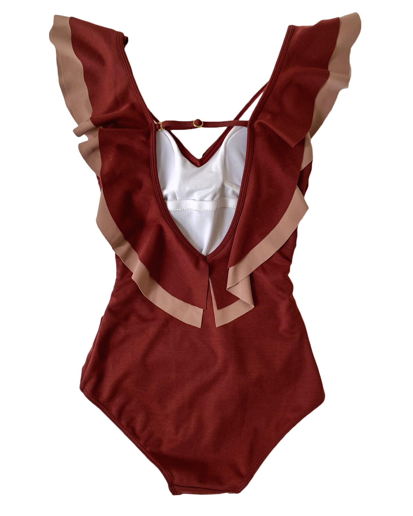 Burgundy ruffles one piece swimwear *pre-order*