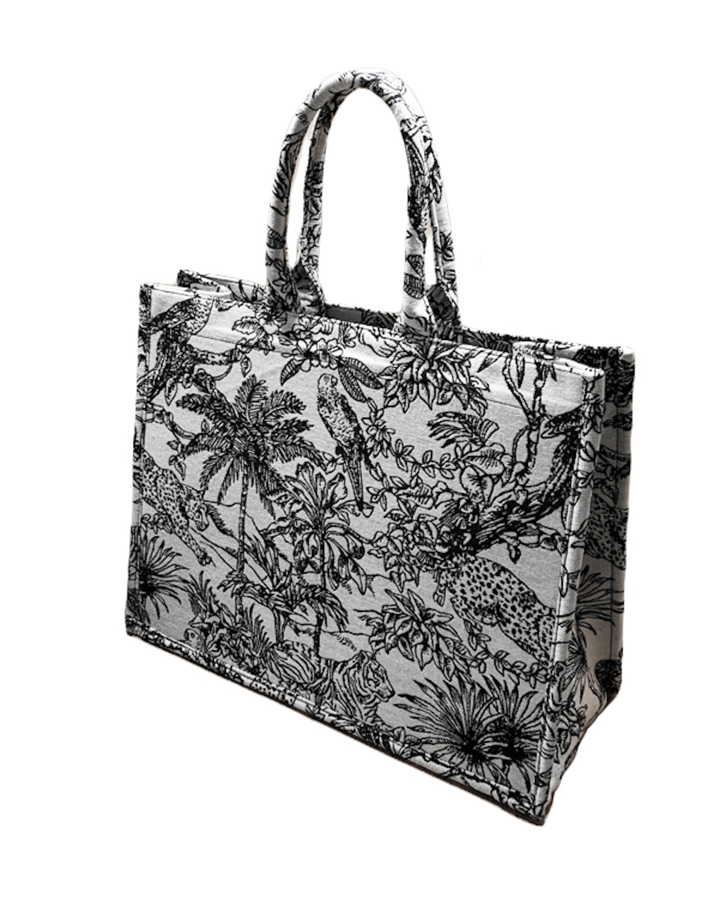 ivory & back tropical printed canvas tote bag *pre-order*