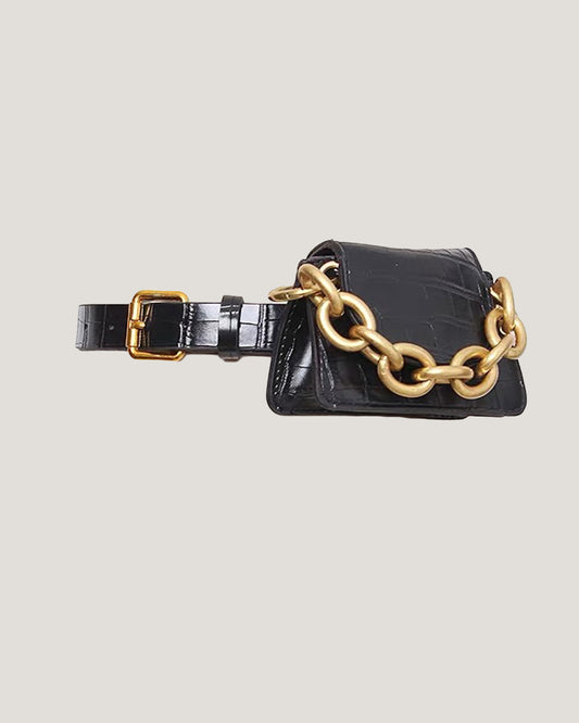 black PU croc leather waist / crossbody chain bag *pre-order*