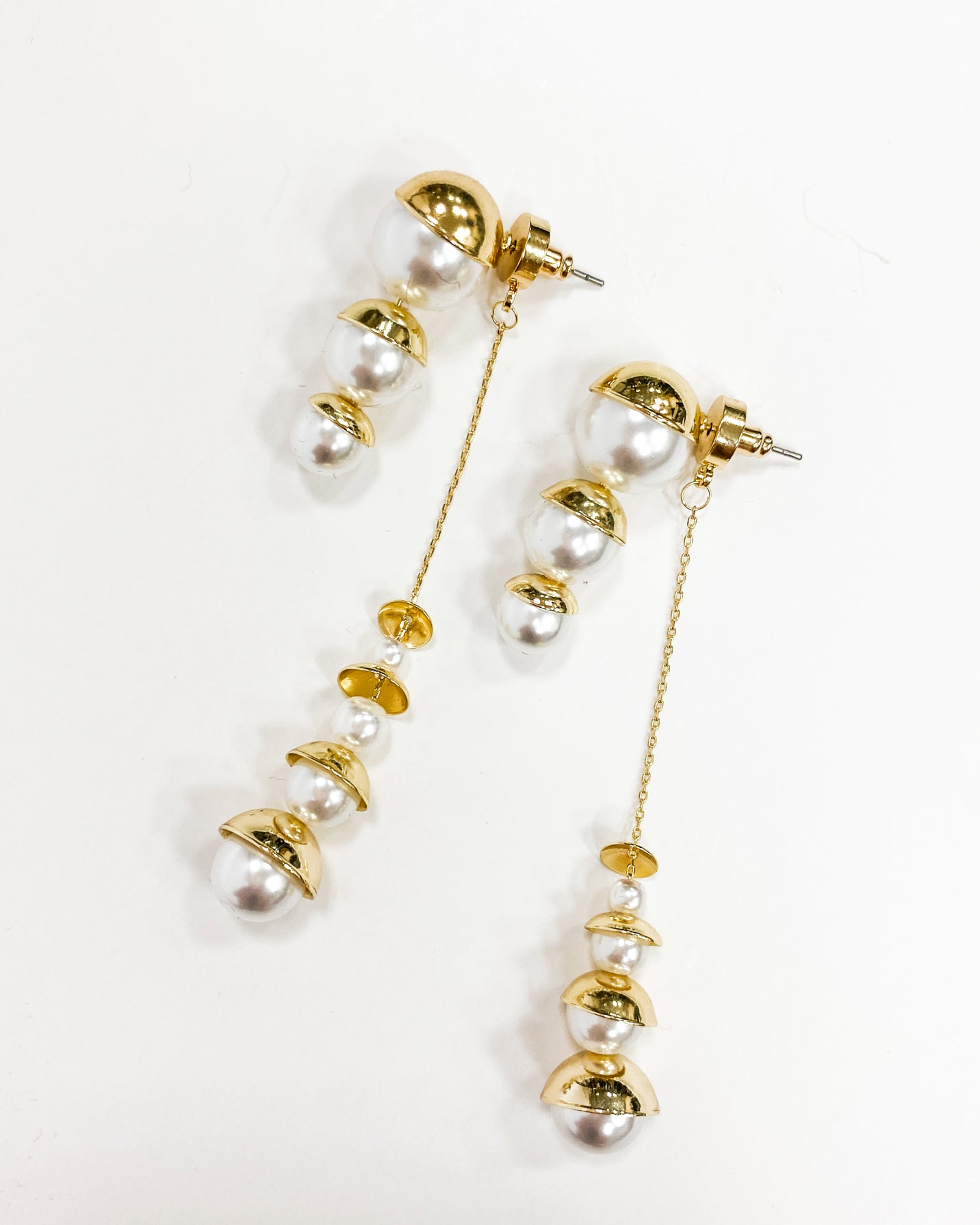 gold pearls chain earrings *pre-order*