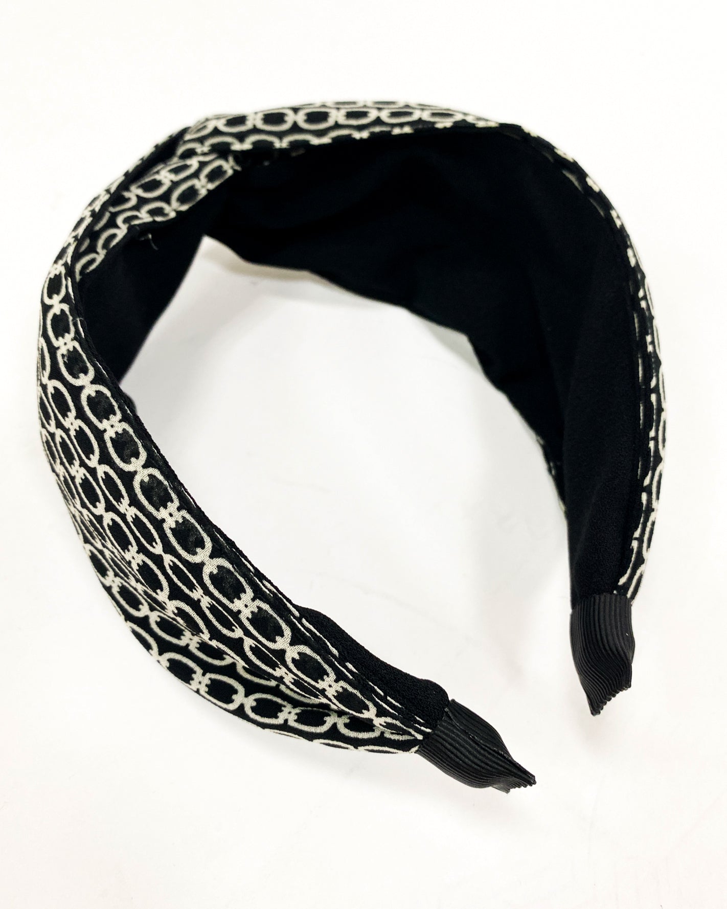 black pattern fabric twisted headband *pre-order*