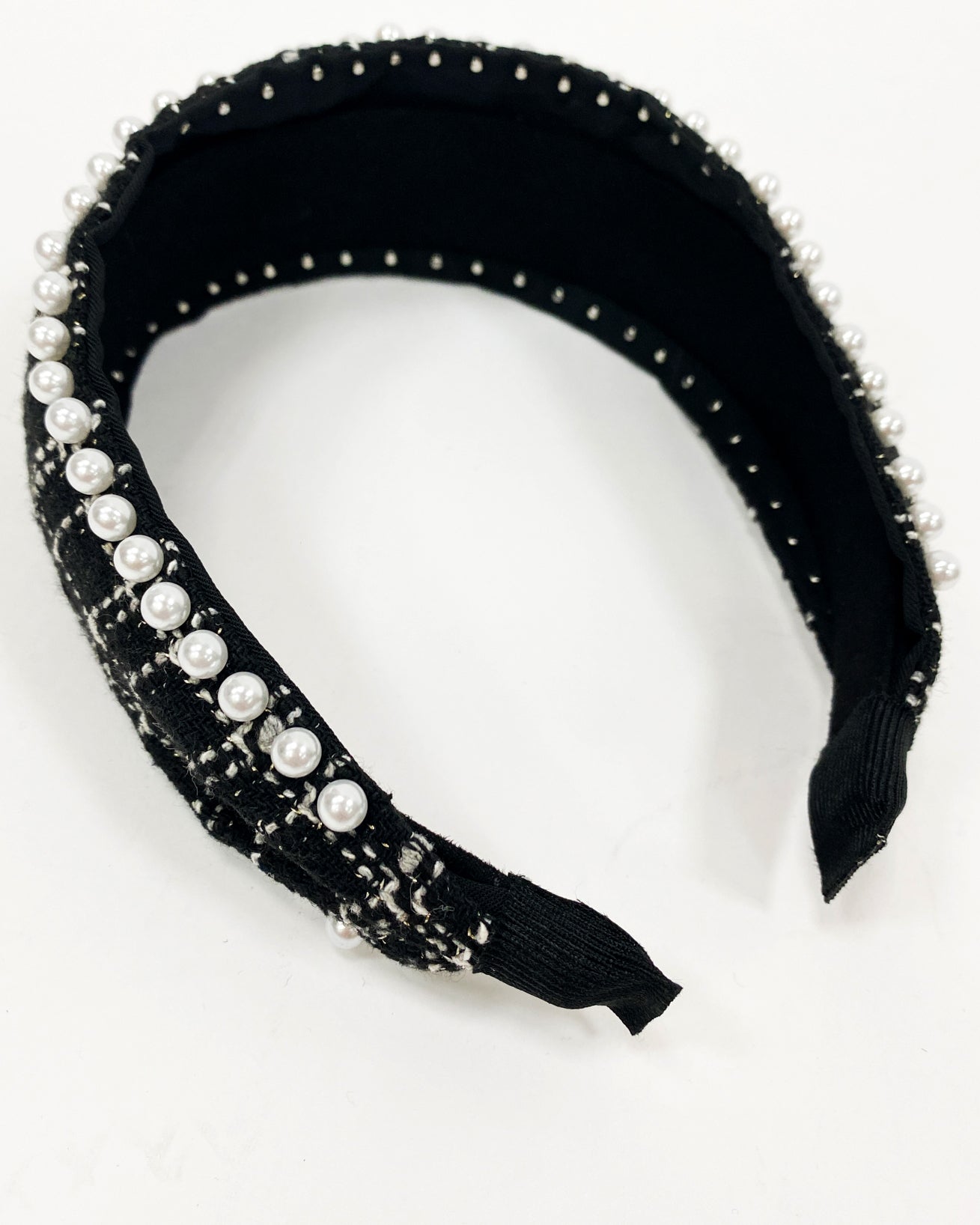black tweed & pearls headband *pre-order*