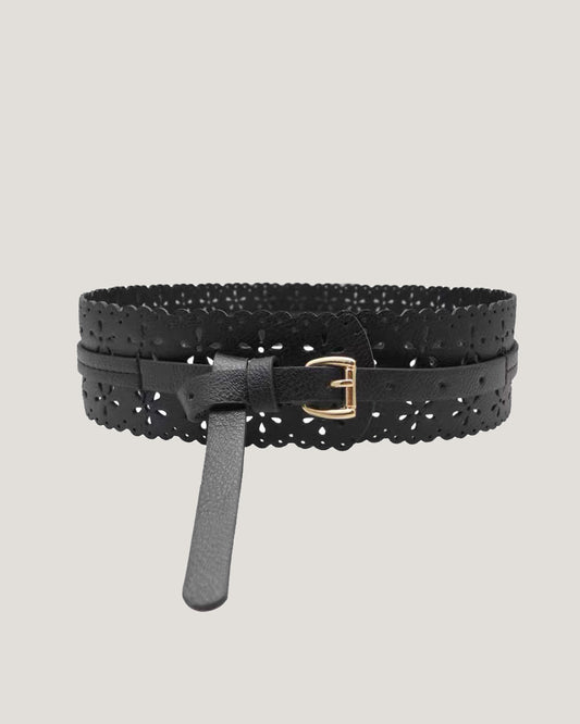 black PU leather laser cut wide belt *pre-order*