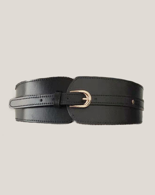 black PU leather stretch back wide belt *pre-order*
